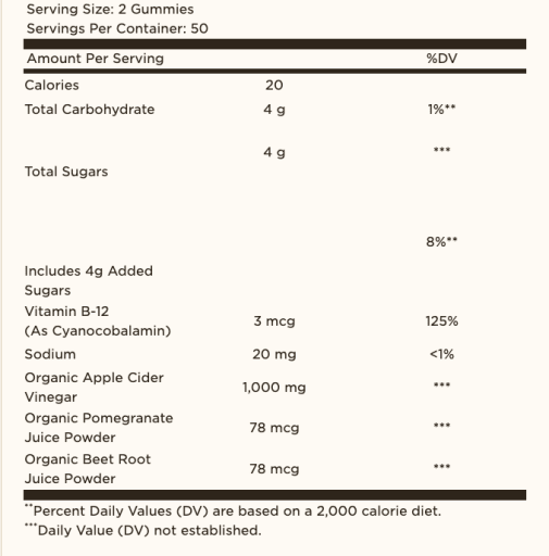 Apple Cider Vinegar 1000 mg Gummies (Raspberry Pomegranate)