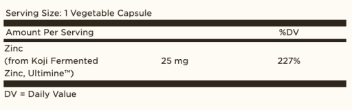 Earth Source Koji Fermented Zinc 25 mg Vegetable Capsules