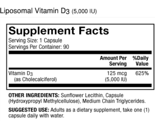 Liposomal Vitamin D3 5000 IU