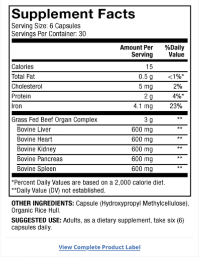 Grass Fed Beef Organ Complex