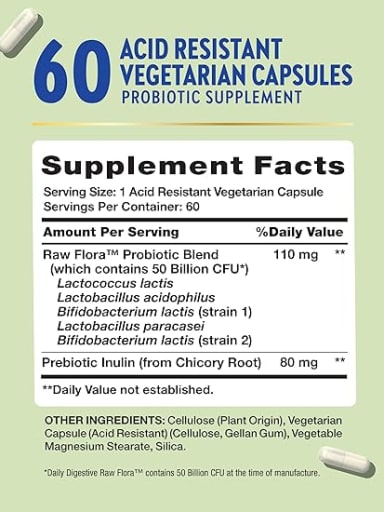 Daily Digestive Raw Flora 50 Billion + Prebiotic