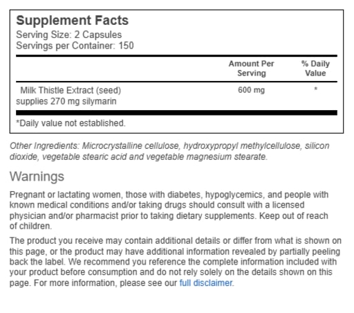 Milk Thistle Extract 600 mg