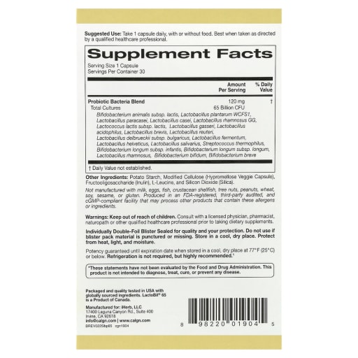 LactoBif 65 Probiotics 65 Billion CFU
