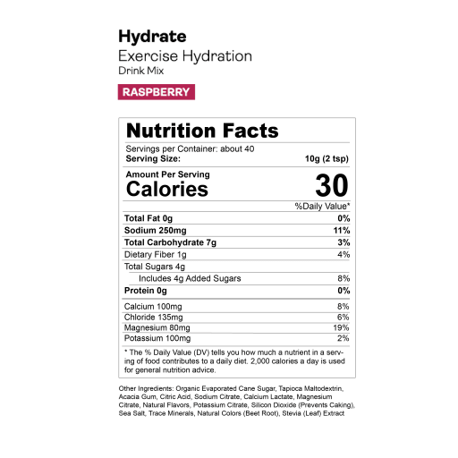 Hydrate Electrolyte Drink Mix (Raspberry)