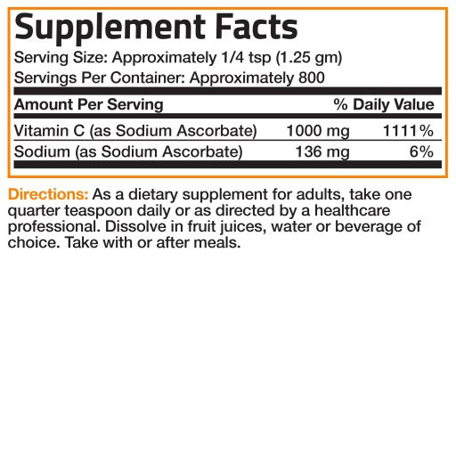 Vitamin C Pure Ascorbic Acid Soluble Fine Crystals 1000 mg