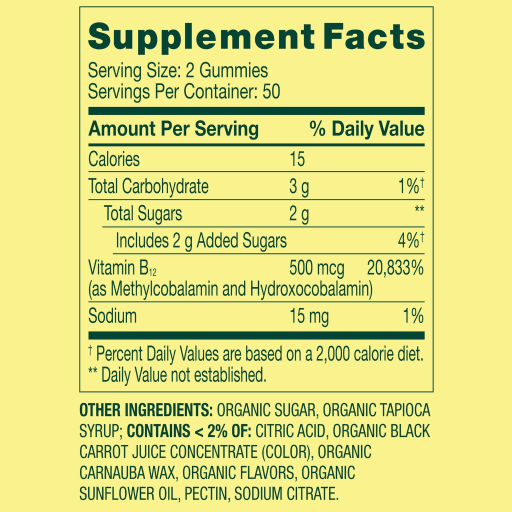 Vitamin B12 500 mcg Gummies (Raspberry)