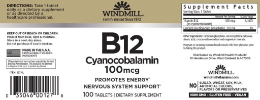 Vitamin B12 (Cyanocobalamin) 100 mcg