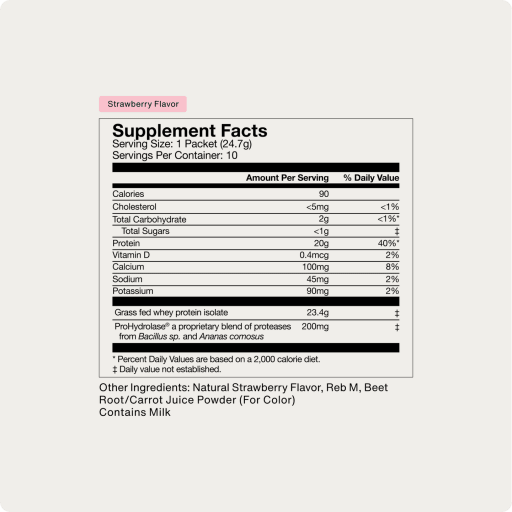 Grass-Fed Whey Protein 10-Travel Packs (Strawberry)