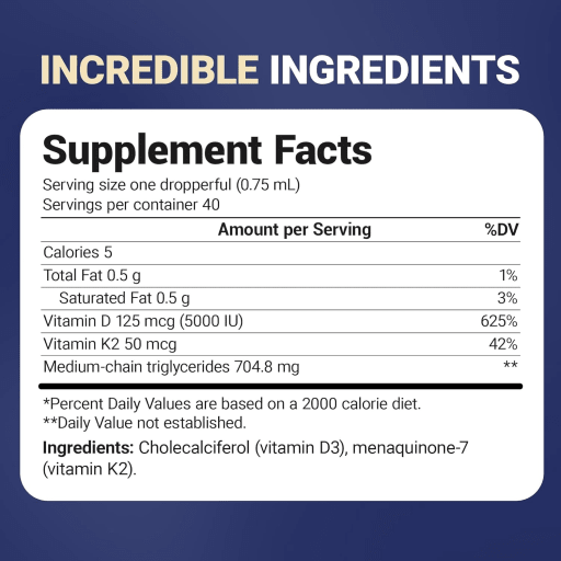 Vitamin D3 & K2 with MCT Oil (Unflavored)