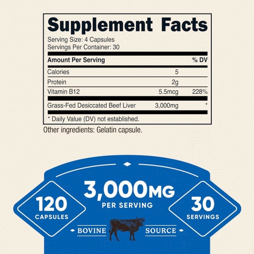 Grass-Fed Desiccated Beef Liver 3000 mg