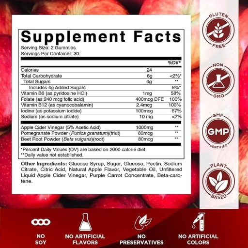 Apple Cider Vinegar Gummies 1000 mg (Apple)