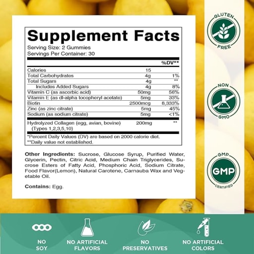 Collagen Gummies 200 mg (Lemon)