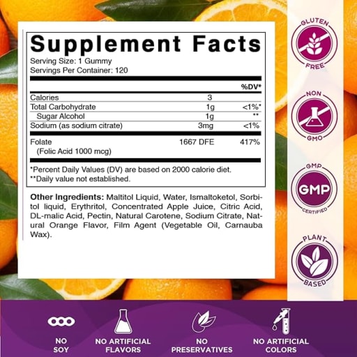 Sugar Free Folic Acid 1 mg
