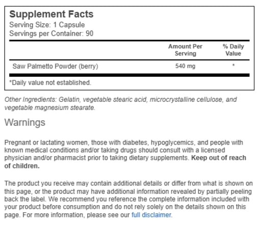 Saw Palmetto 540 mg