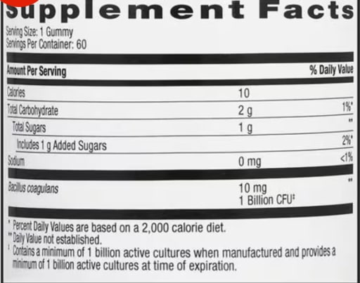Probiotic Gummies Bacillus Coagulans