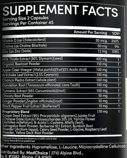 Milk Thistle Silymarin 80% | NAC Artichoke Extract Dandelion Root