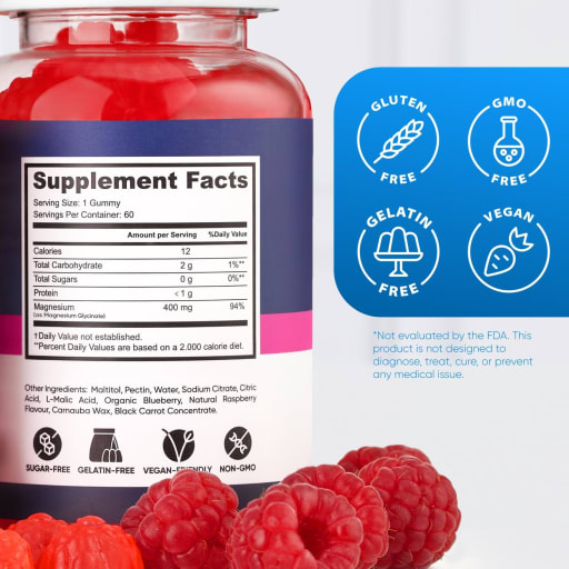 Magnesium Glycinate Gummies 400 mg (Raspberry)