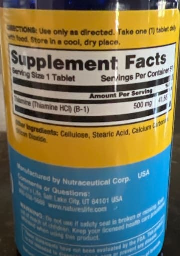 Energizing Thiamine B-1 500 mg