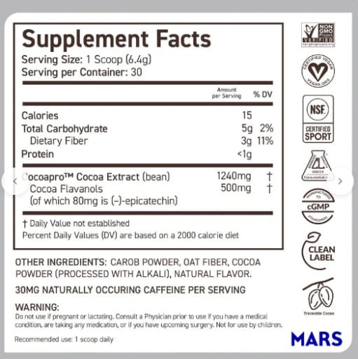 Cocoa Flavanols Powder 500 mg (Dark Chocolate)