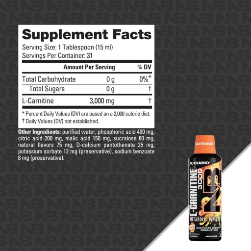 NutraBio L-Carnitine 3000 (Pea – TrustScore® 6.1/10