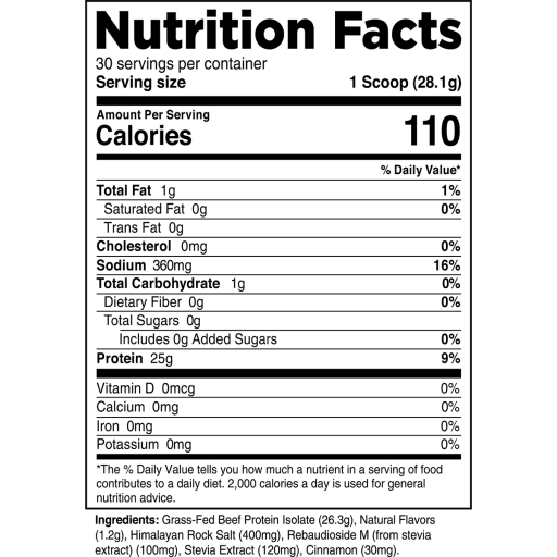 100% Grass-Fed Beef Protein Isolate (Vanilla)