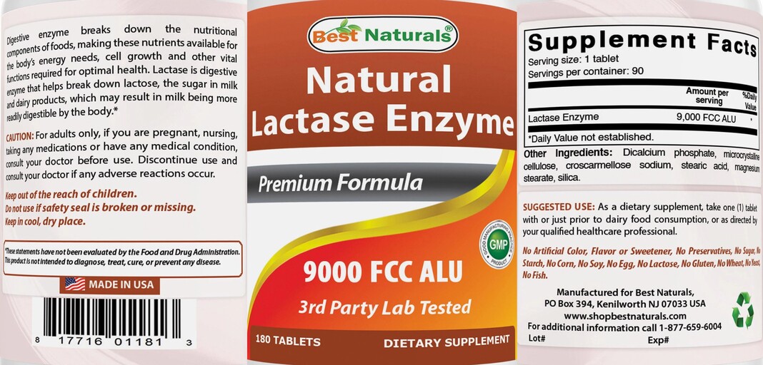 Best Naturals - Natural Lactase Enzyme 9000 FCC ALU - SuppCo