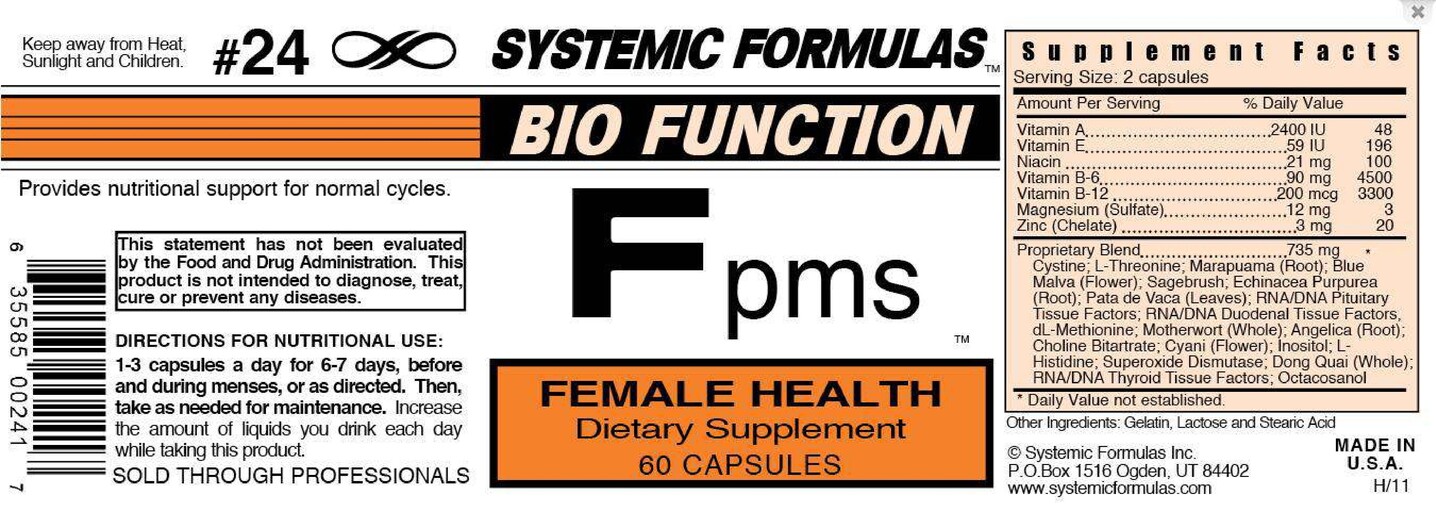 Systemic Formulas Bio Function Fpms Female Health | SuppCo