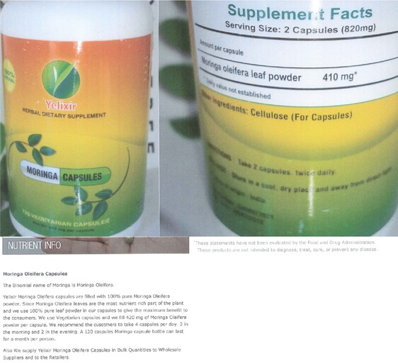 Yelixir Yelixir - Moringa Capsules - SuppCo