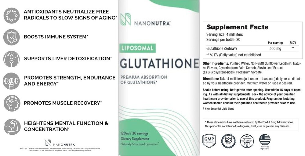 nanonutra liposomal glutathione NanoNutra Liposomal Glutathione