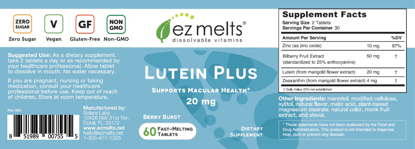 EZ Melts Lutein Plus 20 mg Berry Burst | SuppCo