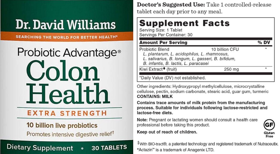 Dr. David Williams Probiotic Advantage Colon Health SuppCo