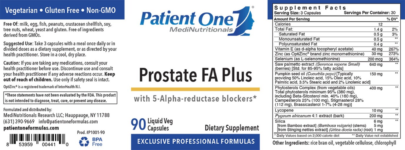 Patient One MediNutritionals Prostate FA Plus with 5-Alpha-Reductase
