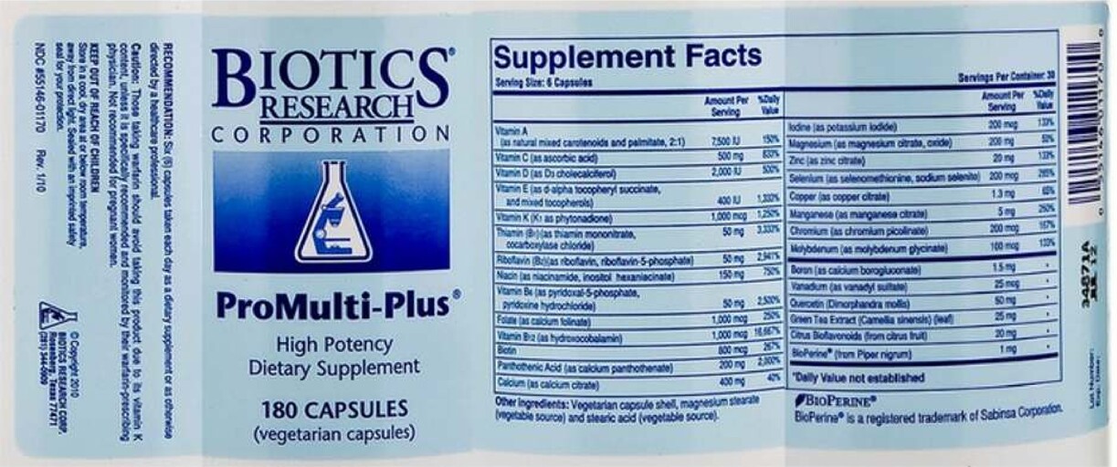 Pro Multi Plus Biotics Research Corporation - ProMulti-Plus - SuppCo