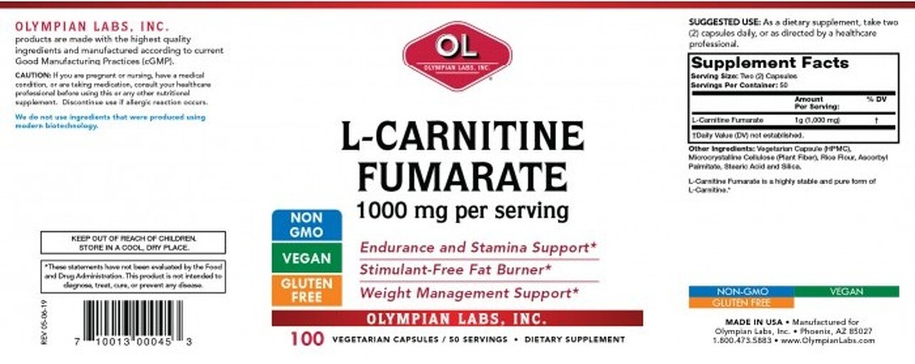 l carnitine fumarate 1000 mg OL Olympian Labs Incorporated L-Carnitine best fibroblast class Best Clinical BPC-157 TB-500 Style:1 pcs