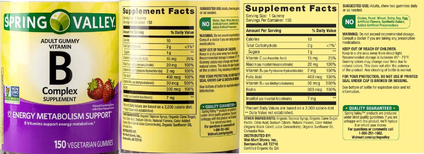 Spring Valley Vitamin B Complex Supplement Natural Strawberry Flavor ...