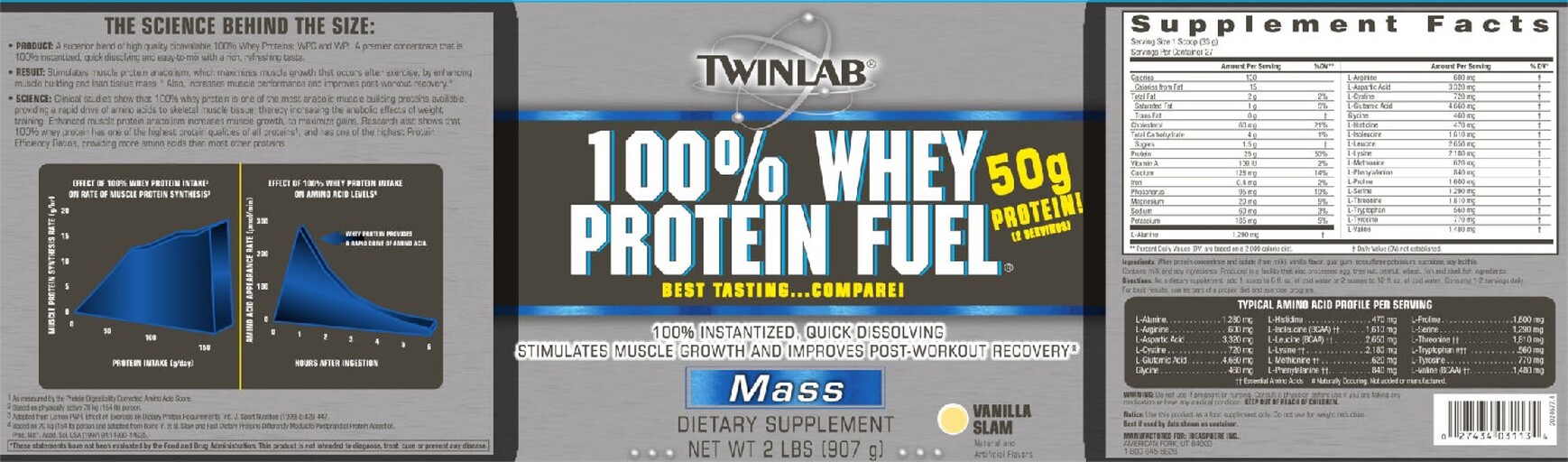 Twinlab - 100% Whey Protein Fuel Vanilla Slam - SuppCo