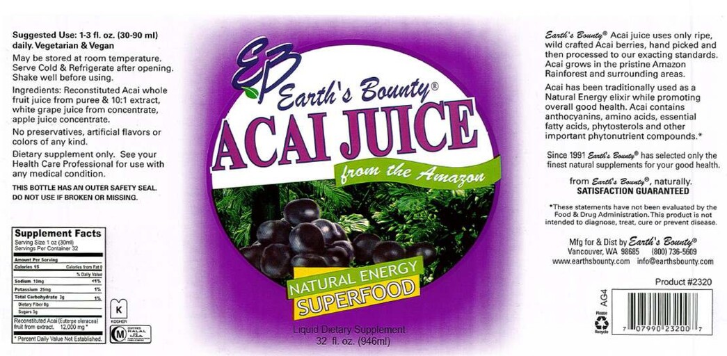 EB Earth's Bounty - Acai Juice - SuppCo