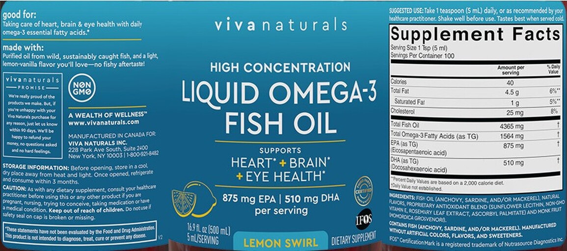 Liquid Omega-3 Fish Oil Lemon Swirl