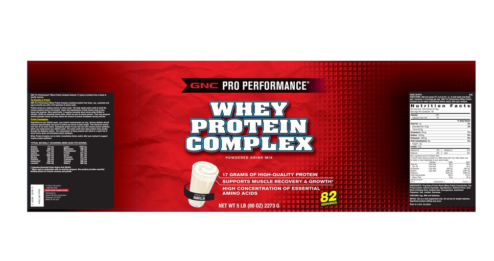 GNC Pro Performance - Whey Protein Complex Powdered Drink Mix Vanilla ...