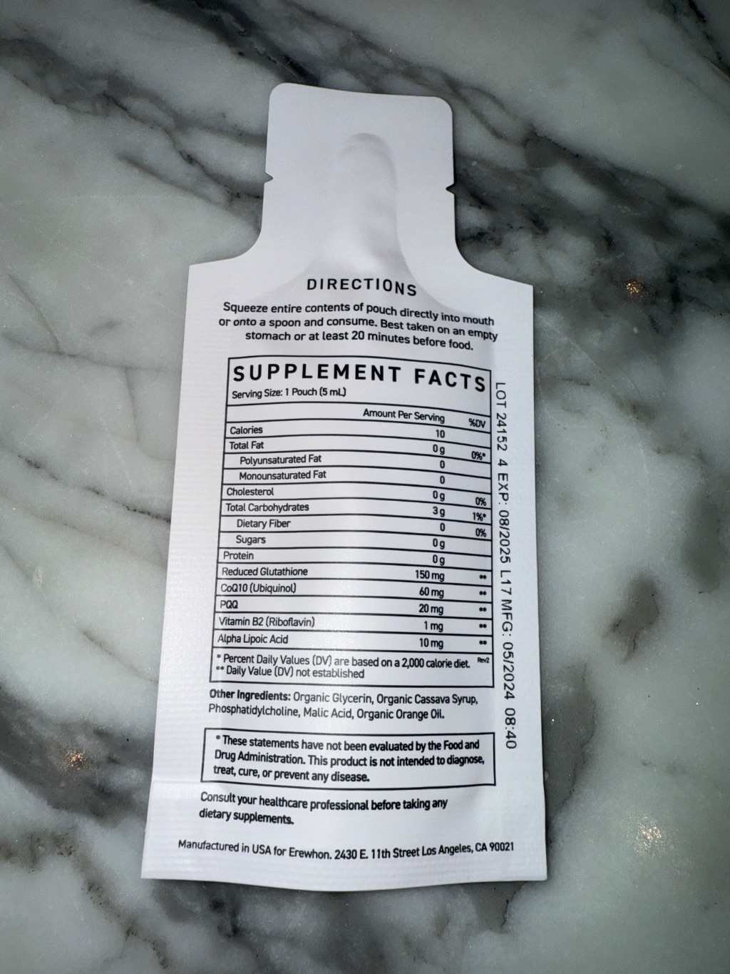 glutathione erewhon Erewhon Liposomal Glutathione (CItrus Zest)