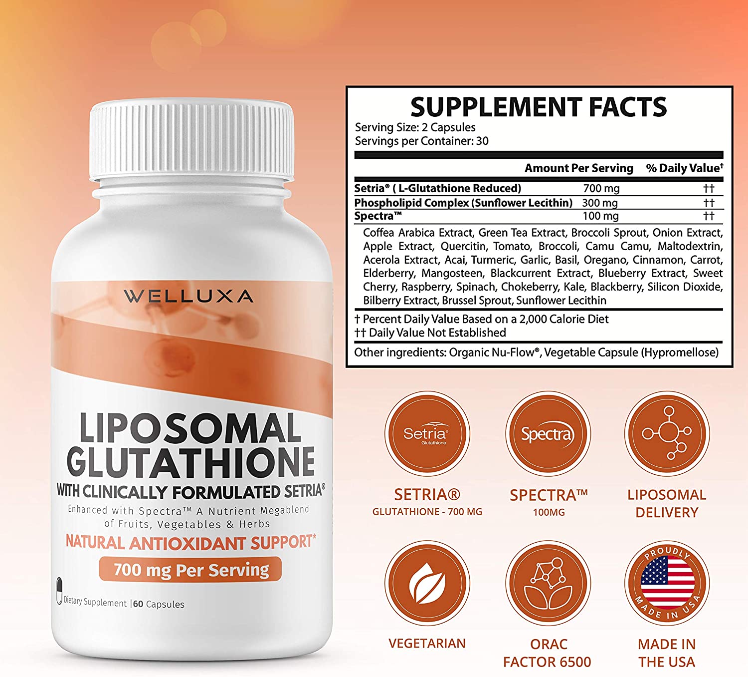 kale glutathione Welluxa Liposomal Glutathione
