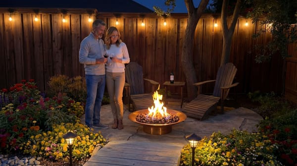 Couple at fire pit