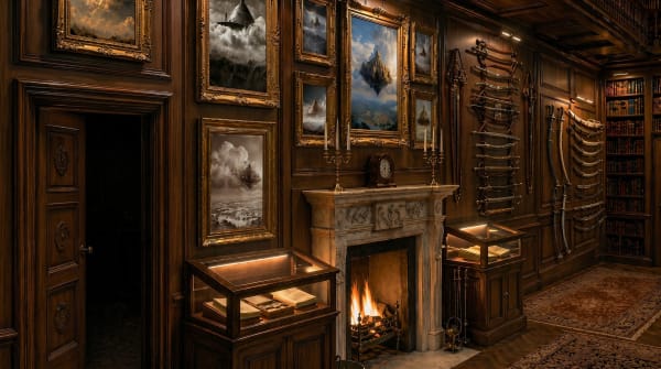 Door and fireplace