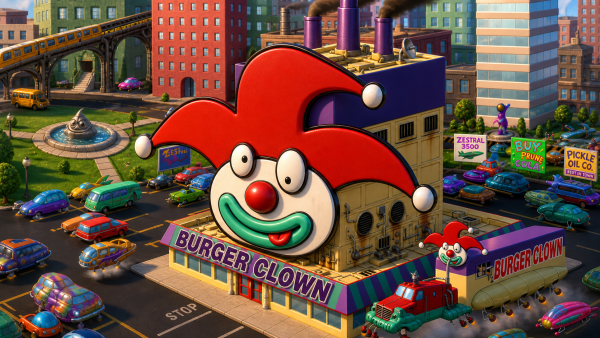 Burger Clown — 2026 render