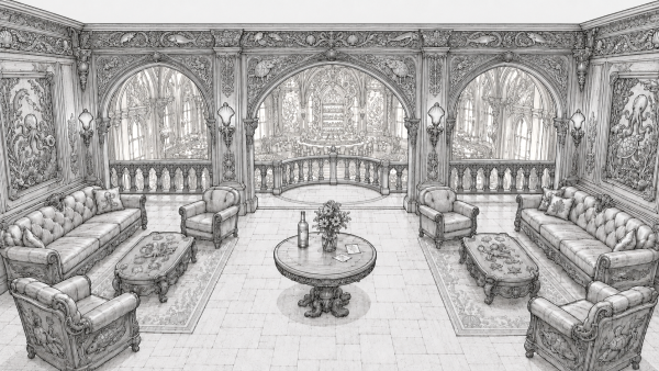 Suite front view line drawing