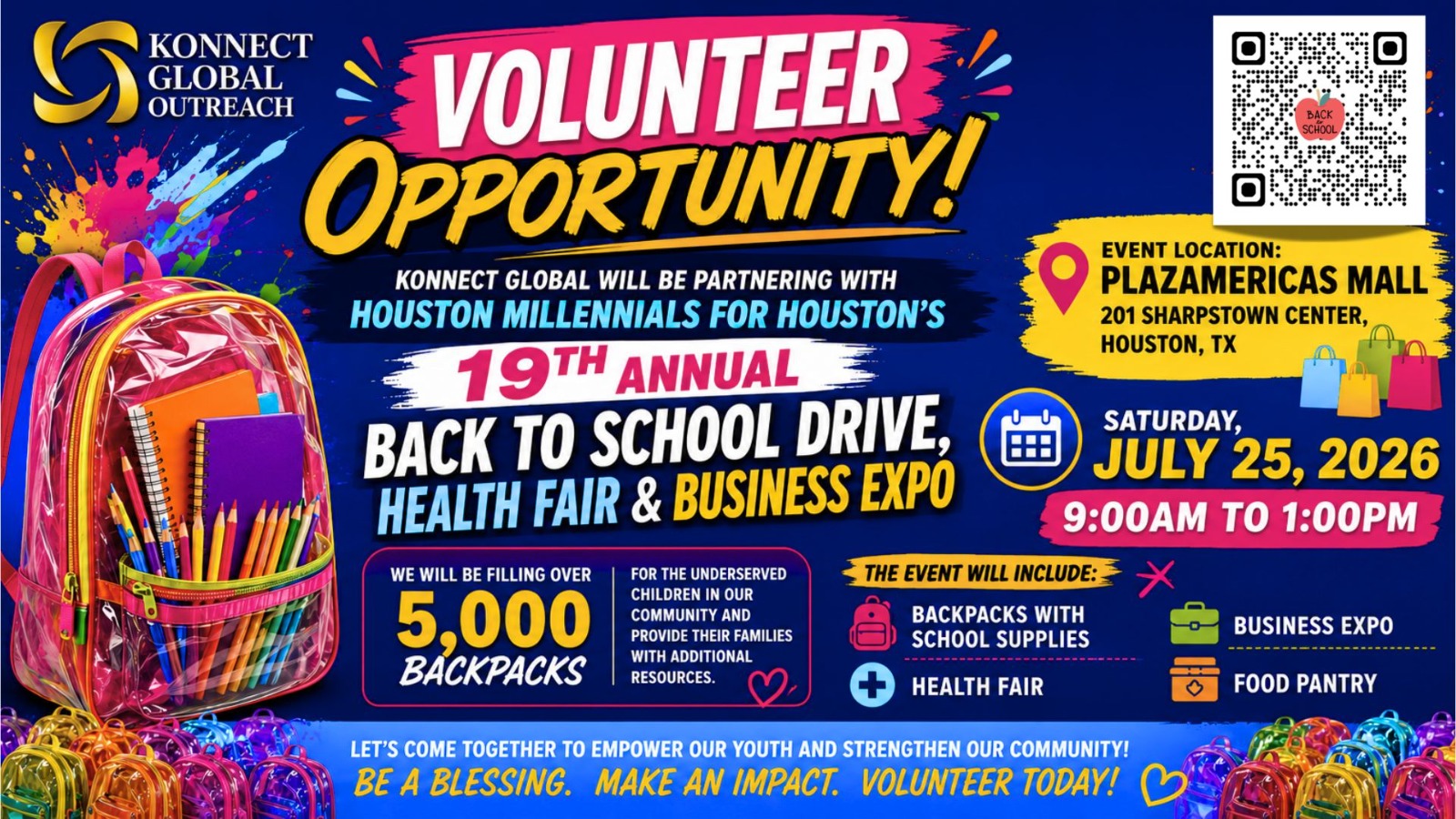 Join Konnect Global Outreach for the 19th Annual Back to School Drive, Health Fair and Business Expo