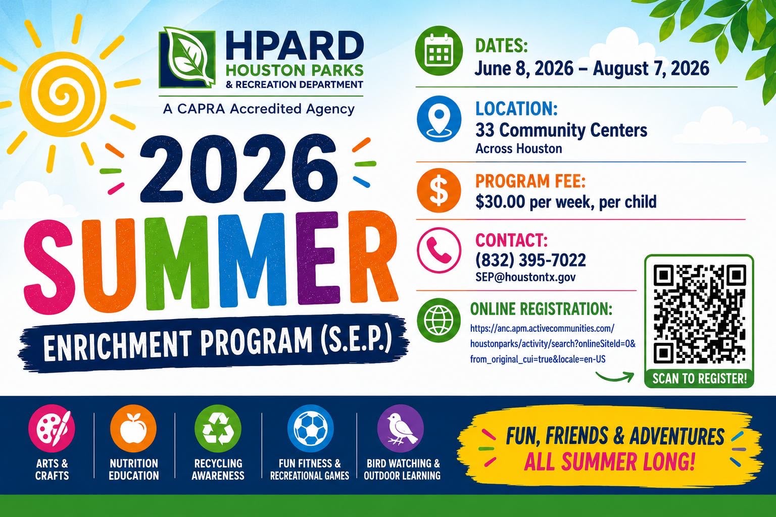 Houston Parks and Recreation Summer Enrichment Program 2026