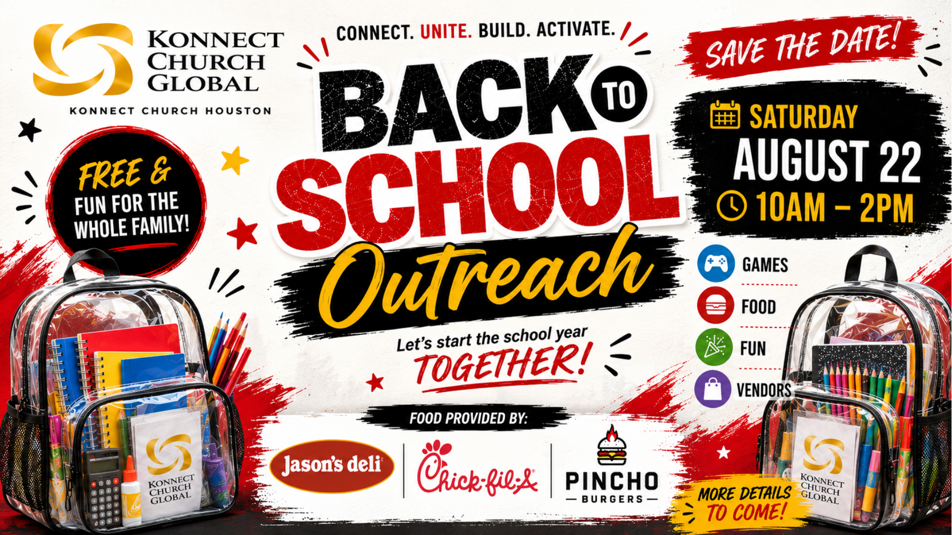 Konnect Church Houston Back-to-School Outreach 2026: Save the Date!