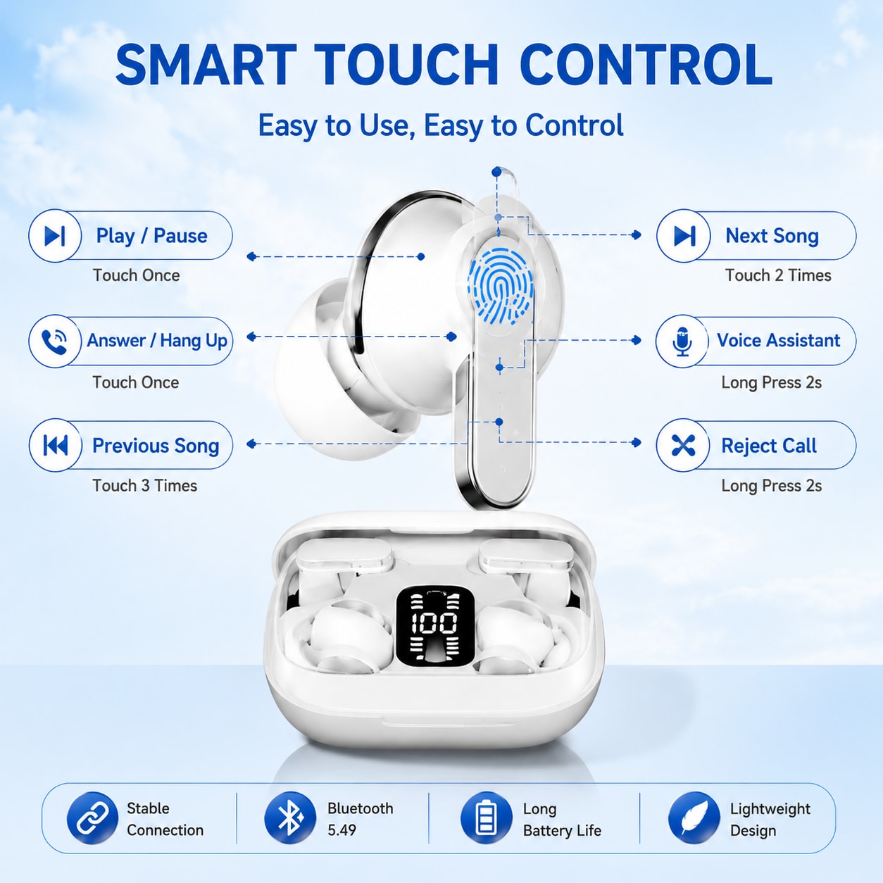 CYXG Q10 Wireless Earbuds Bluetooth 5.49 TWS Earphones with LED Display - 3