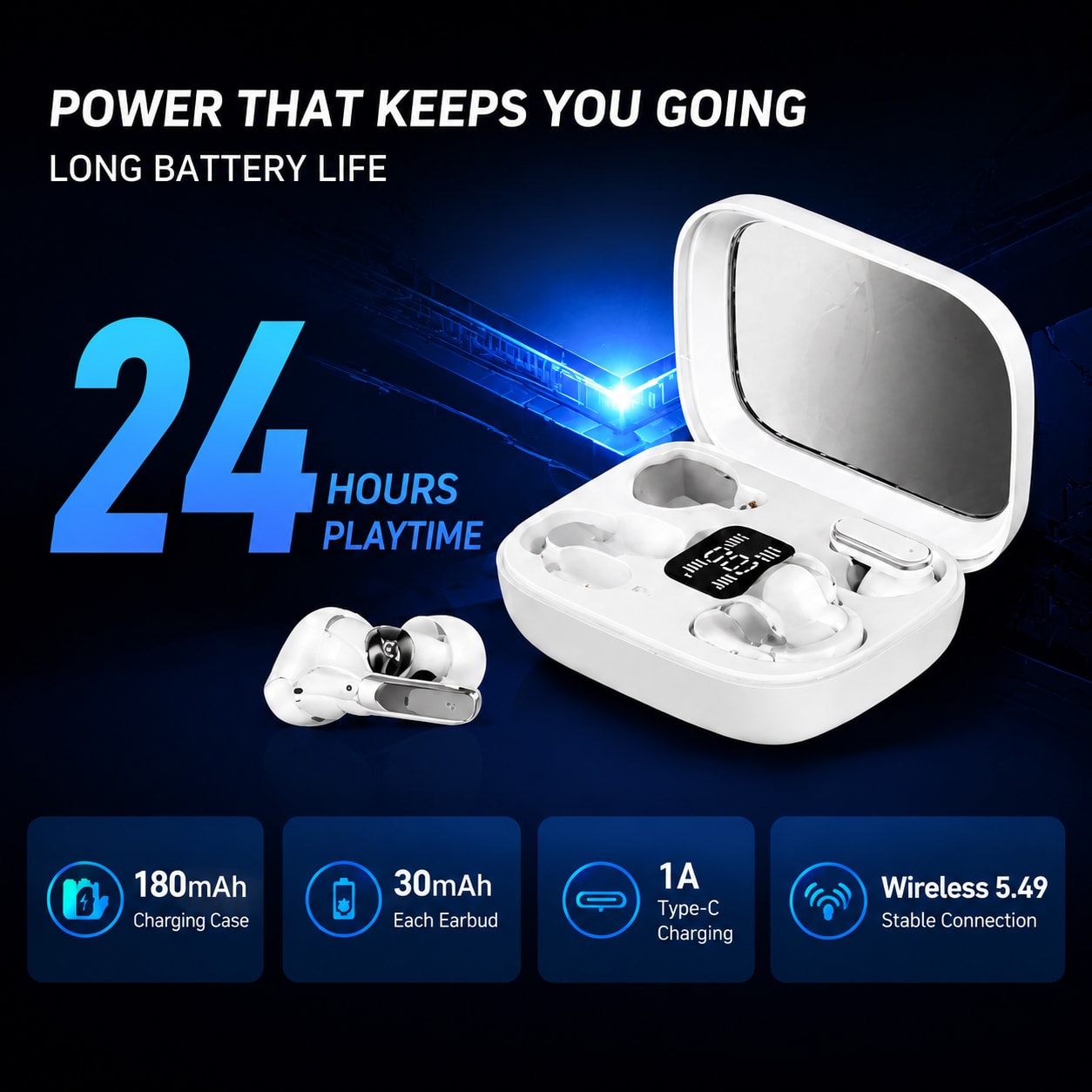 CYXG Q10 Wireless Earbuds Bluetooth 5.49 TWS Earphones with LED Display - 4